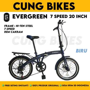 Sepeda Lipat Anak Evergreen ukuran 20 warna Pink List Putih