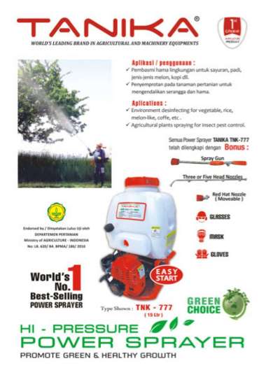 Mesin Semprot Kebun Gendong / Mist Duster Tanika TNK 777