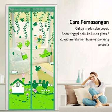 Tirai magnet anti nyamuk loyal bosque motif random Hijau motif random