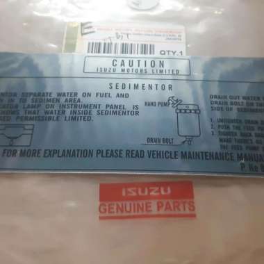 Caution Plate Stiker Pompa Solar Isuzu Panther