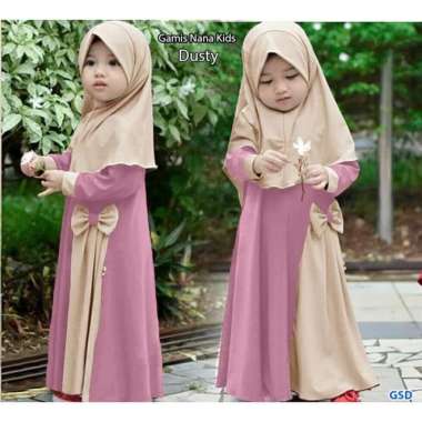 2022 Lisa Syar'I Kids Mosscrepe Baju Gamis Anak Trendy KEKINIAN Nana Kids/Dress Syari Cewek Dusty