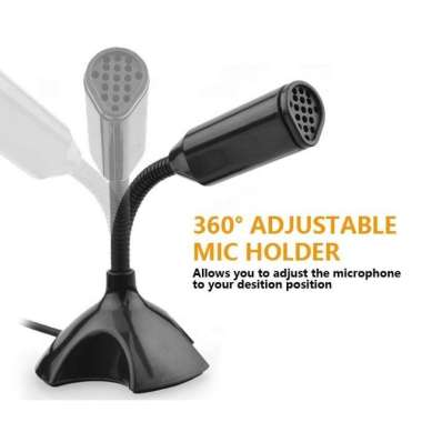 U03 Mic USB Desktop Mini Microphone Stand PC Laptop Mikrofon Komputer Hitam