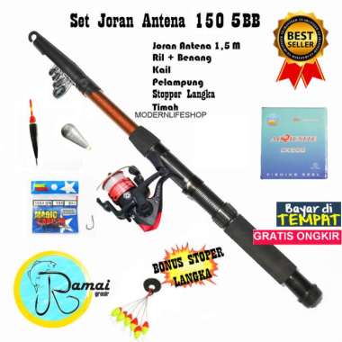 Bisa COD SET ALAT PANCING TERMURAH DENGAN JORAN ANTENA 150 TERBAIK KEKUATAN 5KG Modernlifeshop Joran Pancing 1 Set Murah Lentur dan Kuat Full Carbon P