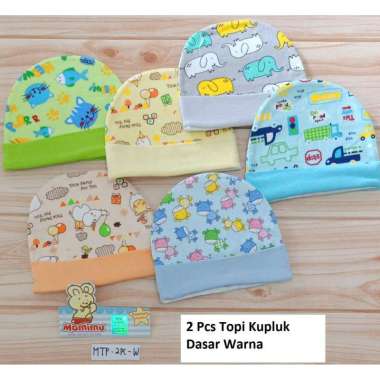 2 Pcs Topi Kupluk Bayi Mamimu/Perlengkapan New Born/Set Baru Lahir/Topi Bayi Dasar Putih