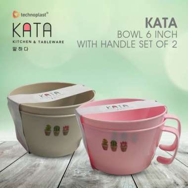 TECHNOPLAST Kata Dinner Bowl Handle Set of 2pcs|Gelas Minum Jumbo 2pcs Merah Muda