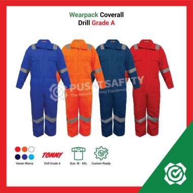 Wearpack Safety Coverall Baju Kerja Terusan Proyek Tommy Biru Pertamina L