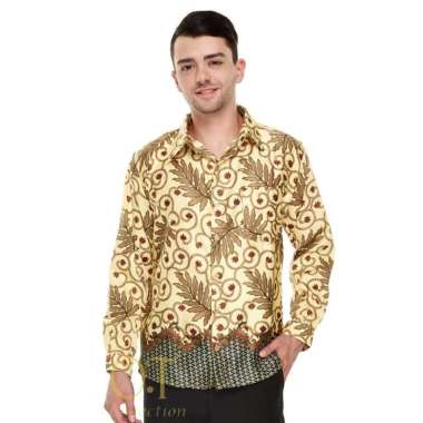[batik leaf cream OT] kemeja pria batik velvet cream