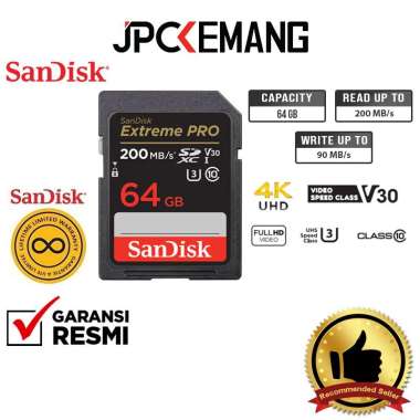 JPC KEMANG Sandisk SDXC Extreme Pro 64GB UHS-I 200MB/s Sandisk SDHC 64 GB GARANSI RESMI