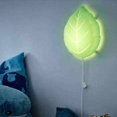 Lampuu LED Hiasan Dinding Kamar Anak Bentuk Daun Alami_Hijau
