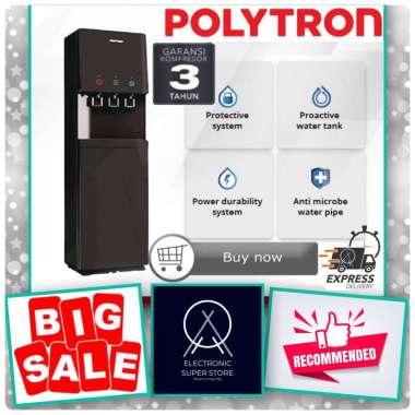 DISPENSER GALON BAWAH POLYTRON PWC-776 PWC776 KOMPRESOR HYDRA LOW WATT PROMO BOTTOM LOADING