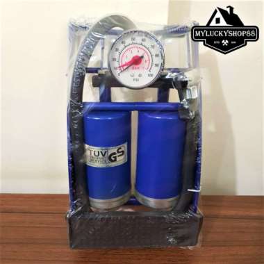 Pompa Injak 2 Tabung - Pompa Kaki Angin Ban Sepeda Bola Foot Pump