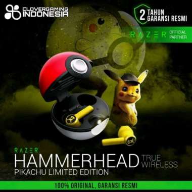 Razer Hammerhead True Wireless Earbuds Headset Bluetooth Gaming Pikachu Limited Edition Yellow