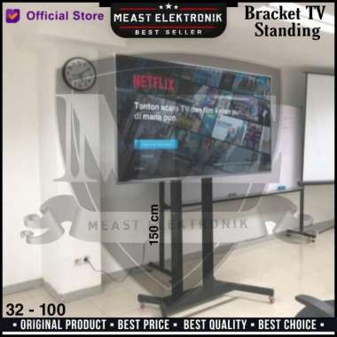 Bracket TV Standing Roda Up to 100 Inch Bracket Stand Universal Kokoh - 40 32 - 80