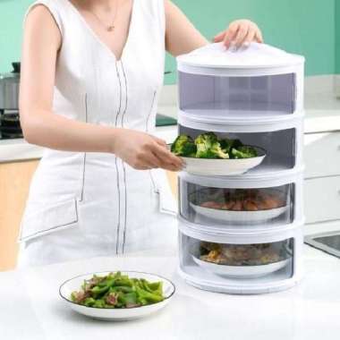 CALLISTA TUDUNG SAJI SUSUN 4 BENTUK BULAT RAK SAYUR MAKANAN