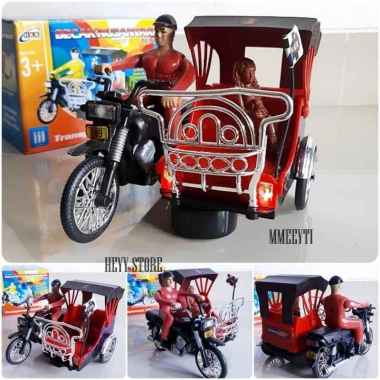 MAINAN MINIATUR BECAK MAINAN BECAK NUSANTARA 66-689 MAINAN BECAK BENUS