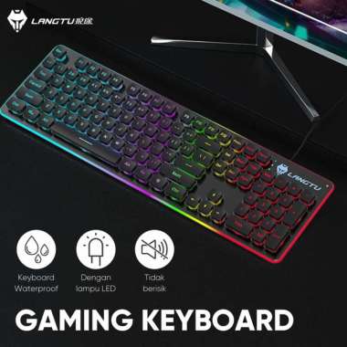 Keyboard Gaming Membran Langtu L1 Gaming LED Backlight Keyboard Silent Hitam warna