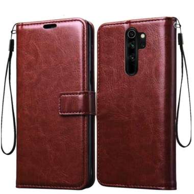 Case Xiaomi Redmi Note 8 Pro Premium Flip Cover Wallet Leather Casing Cokelat REDMI NOTE 8PRO