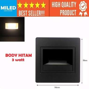 LAMPU DINDING TANGGA LED INWALL 3 WATT 3W PENERANGAN ANAK TANGGA HITAM KOTAK
