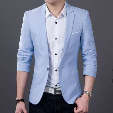 BLAZER PRIA BLAZER RESMI BIRU MUDA - Biru Muda, XS Biru Muda S
