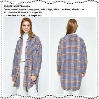 AB657966 Baju Atasan Kemeja Kotak Wanita Blouse Korea Import Tunik