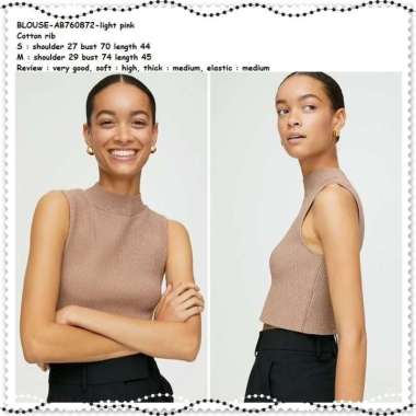 AB760872 Baju Atasan Rajut Wanita Crop Tank Top Blouse Korea Import