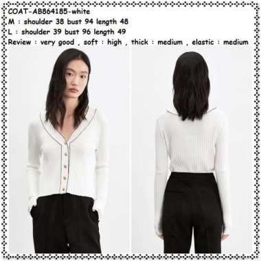 AB864185 Cardigan Kardigan Jaket Rajut Wanita Korea Import Putih White