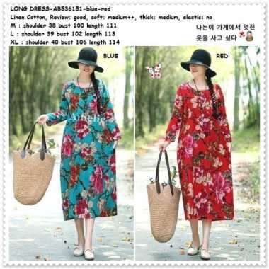 Long Dress Midi Lengan Panjang Wanita Korea Import AB536151 Tunik