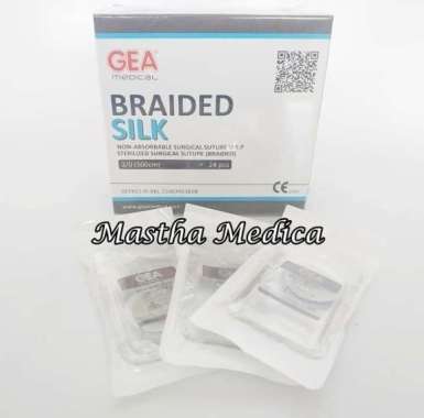 Braided Silk Sutera Benang Jahit Operasi Bedah Hecting Gea 3/0 500 cm