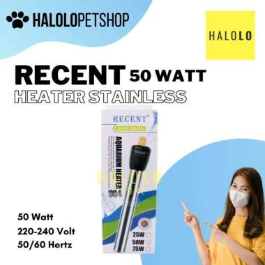 Heater Aquarium 50 Watt RECENT Stainless AA-HT-304 50 Watt Akuarium