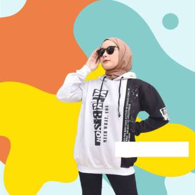 Sweater Hoodie KFK VK | Sweater Wanita | Sweater Pria | Sweater Couple Putih-Hitam