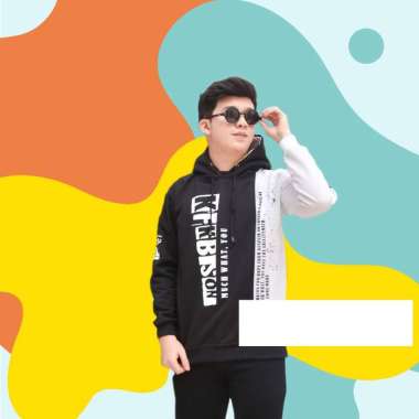 Sweater Hoodie KFK VK | Sweater Wanita | Sweater Pria | Sweater Couple Hitam-Putih