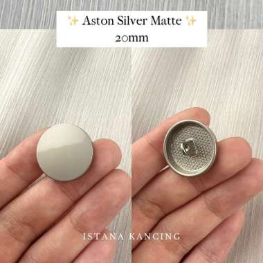 Kancing Baju 20mm 2cm Premium Import Kancing Jamur Metal Logam Gold - Aston Silver matte