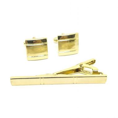 Houseofcuff D Cufflink Kancing Manset Jepit Dasi Set - Gold EMAS