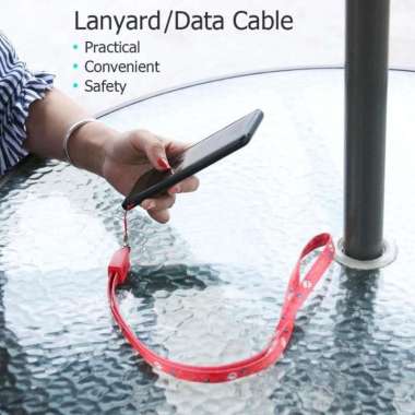Lanyard Data Cable Strap Kabel Gantungan Meteran Android Iphone USB