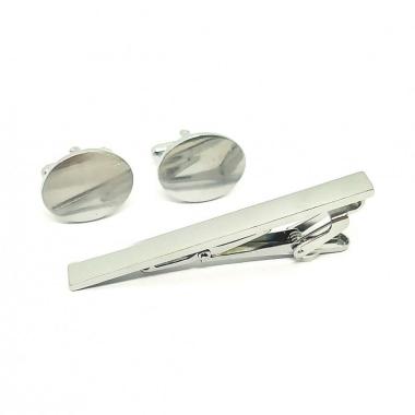 Houseofcuff D Set Kancing Manset Jepit Dasi Pria - Silver perak