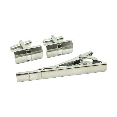 Houseofcuff F Set Kancing Manset Jepit Dasi Pria - Silver perak
