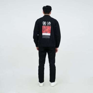 Houseofcuff Jaket Jeans Denim Hitam Tebal Pria Unisex Damaged L