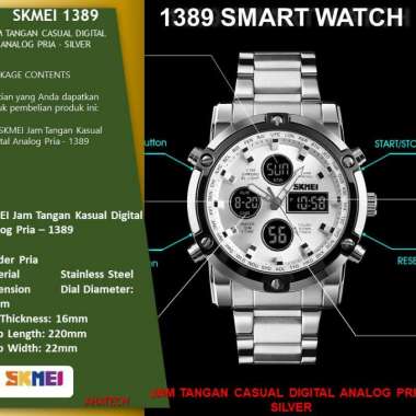 Jam Tangan Digital Analog Pria SKMEI 1389 Luminance LED Afterglow silver