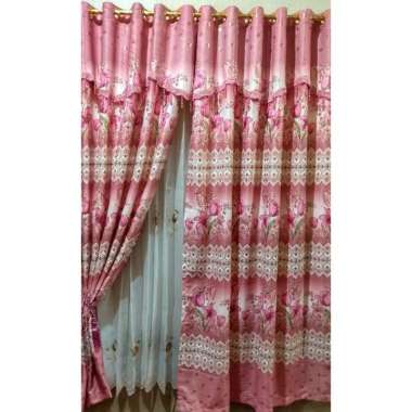 Gorden Blackout Minimalis Motif Tulip Batik Gold