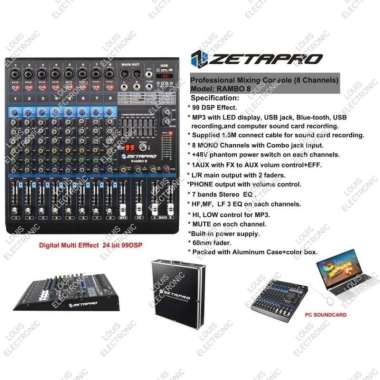 Mixer ZETAPRO RAMBO8 RAMBO 8 8 Channel ORIGINAL + KOPER HARDCASE