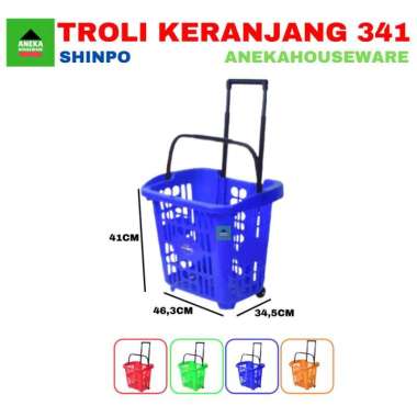 Troli barang Keranjang Belanja Pasar Supermarket 341 Shinpo Biru