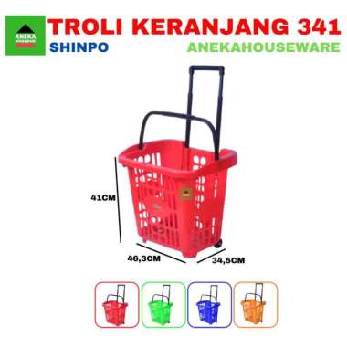 Troli barang Keranjang Belanja Pasar Supermarket 341 Shinpo Merah