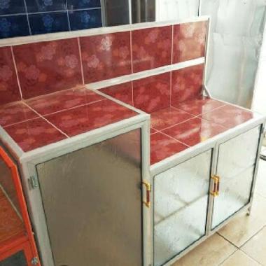 Rak Kompor Alumunium Undak 3 Pintu Hijau