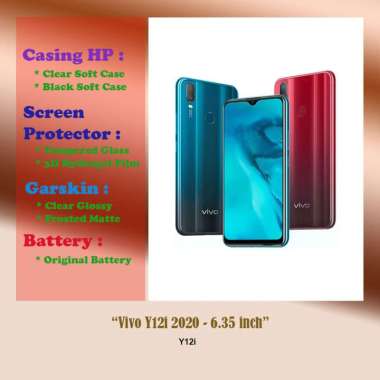 Vivo Y12i 2020 - 6.35 inch - Case - Screen Protector - Battery - Dll Clear Hard Case