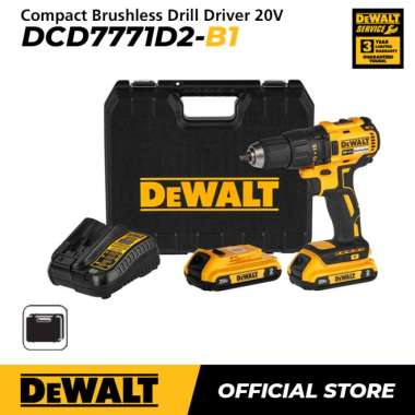 Dewalt Brushles Drill Driver / Bor Obeng Baterai 20V DCD7771D2 + DWST83522-1