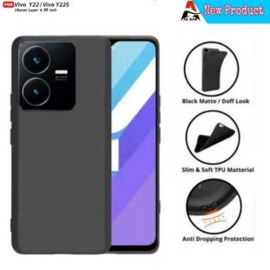 Case VIVO Y22 / VIVO Y22S 2022 Soft Case Liquid Silikon Pro Camera Hitam VIVO Y22