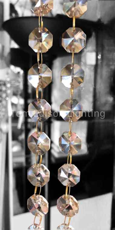 Rangkaian Kristal Gantung Ronce Manik Warna Color Dekorasi Tirai Lampu Chrome - Ring Gold
