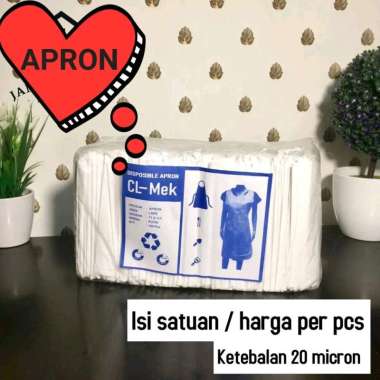 Apron Celemek Plastik LDPE / Apron Medis APD Disposable Sekali Pakai per pc