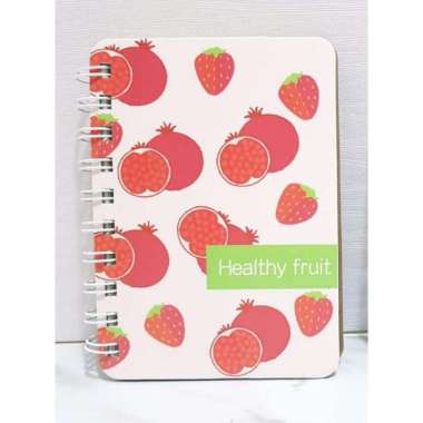 Diary Spiral Motif Buah Hard Cover Strawberry