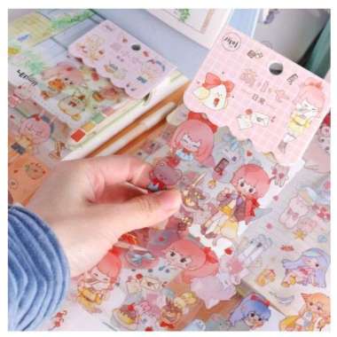 Stiker Aesthetic Karakter Cute Lucu Panjang Bahan PET Waterproof